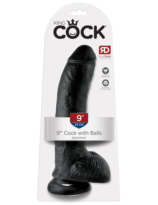 King Cock 9" Cock with Balls - Black | AdultSex.Toys