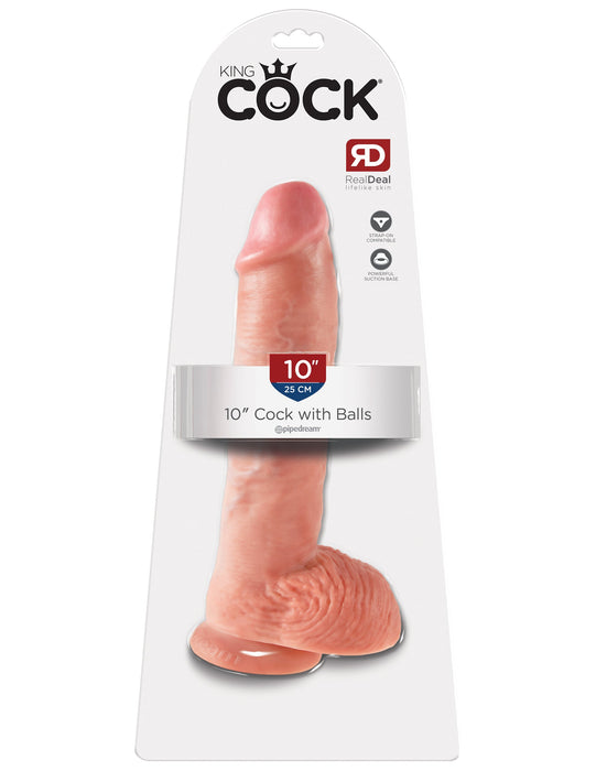 King Cock 10" Cock with Balls - Light | AdultSex.Toys