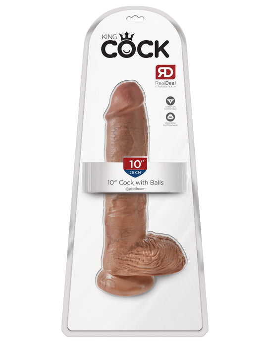 King Cock 10" Cock with Balls - Tan | AdultSex.Toys