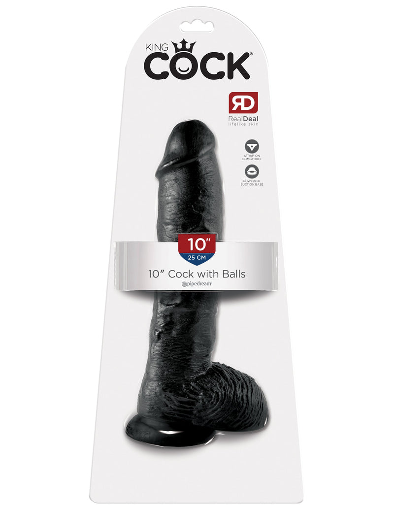King Cock 10" Cock with Balls - Black | AdultSex.Toys