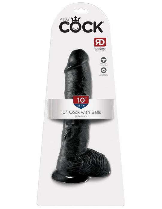 King Cock 10" Cock with Balls - Black | AdultSex.Toys