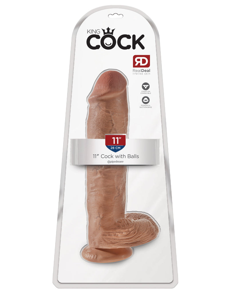 King Cock 11" Cock with Balls - Tan | AdultSex.Toys