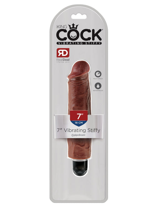 King Cock 7" Vibrating Stiffy - Brown | AdultSex.Toys