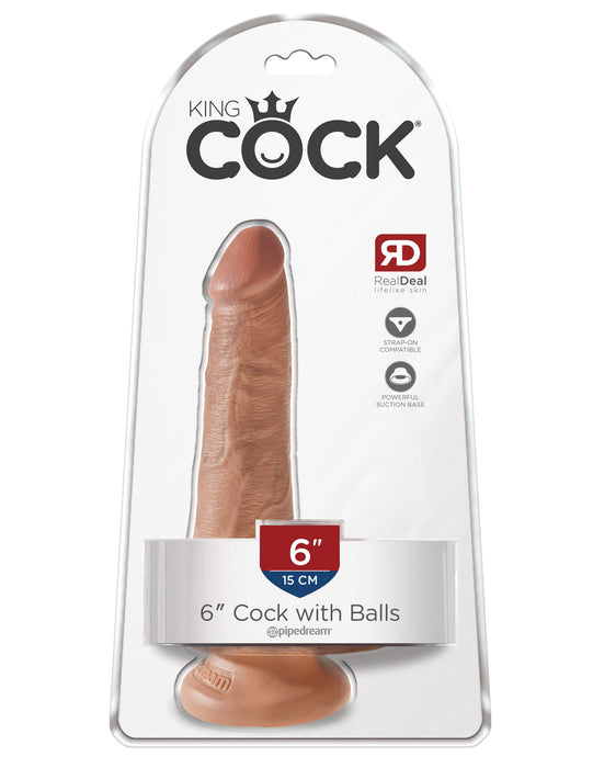 King Cock 6" Cock with Balls - Tan | AdultSex.Toys