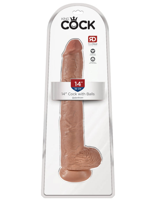 King Cock 14" Cock with Balls - Tan | AdultSex.Toys