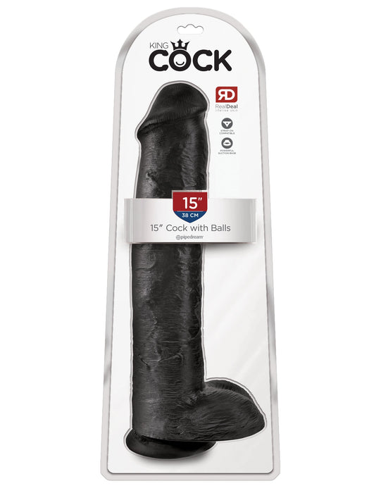 King Cock 15" Cock with Balls - Black | AdultSex.Toys