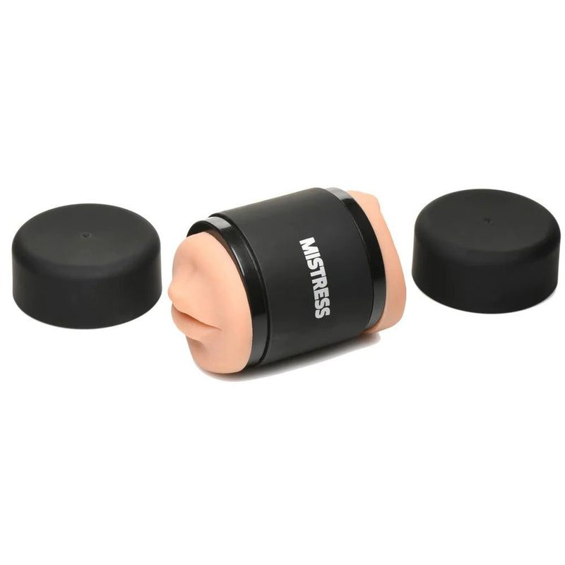 Curve Toys Mistress Double Shot Mouth and Pussy Stroker - Medium - Realistic Stroker Masturbator - Canister Masturbation Cup
