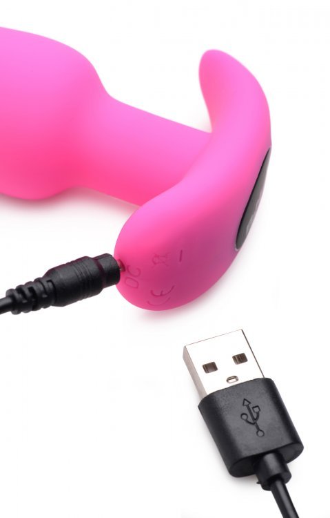 XR Brands 21x Silicone Butt Plug With Remote - Pink