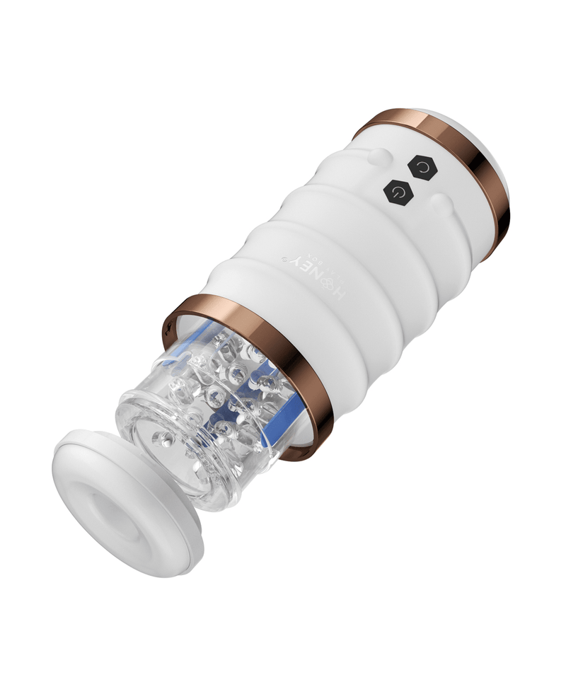 Honey Play Box Warrior Thrusting Male Masturbator - White - Automatic Stroker Masturbator - Canister Masturbation Cup