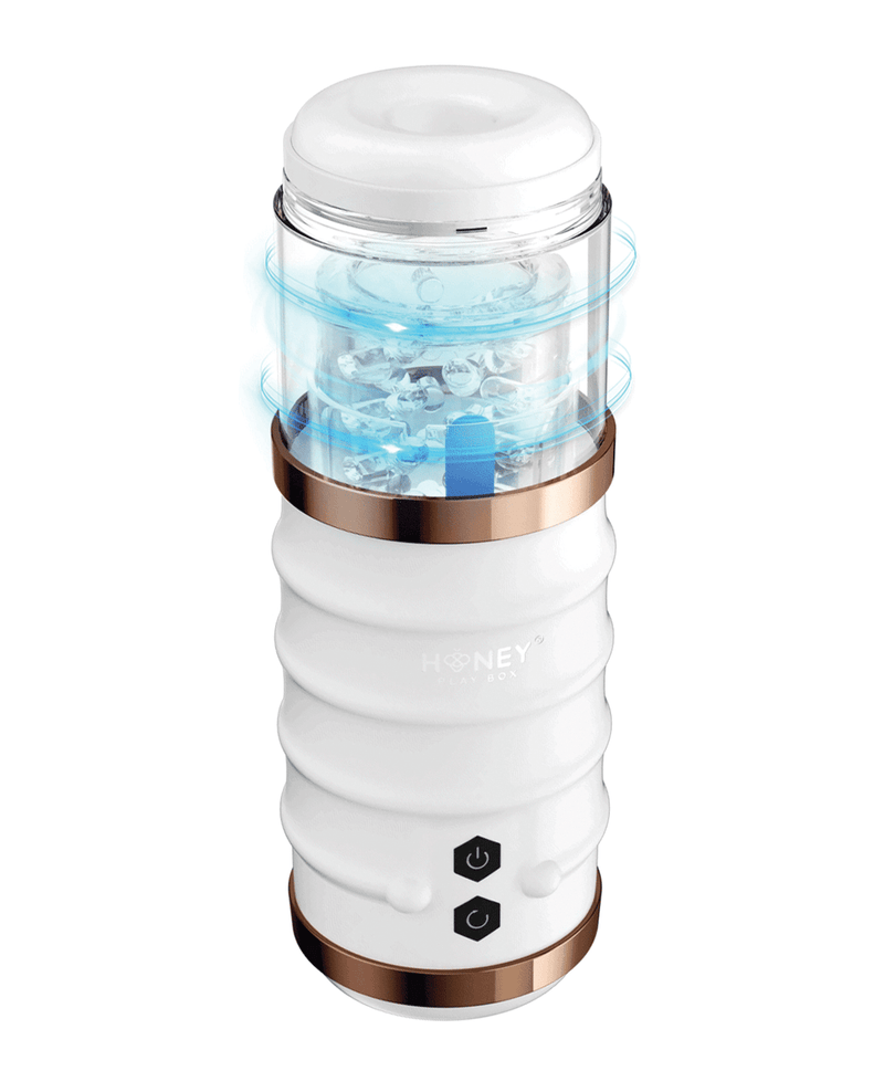 Honey Play Box Warrior Thrusting Male Masturbator - White - Automatic Stroker Masturbator - Canister Masturbation Cup