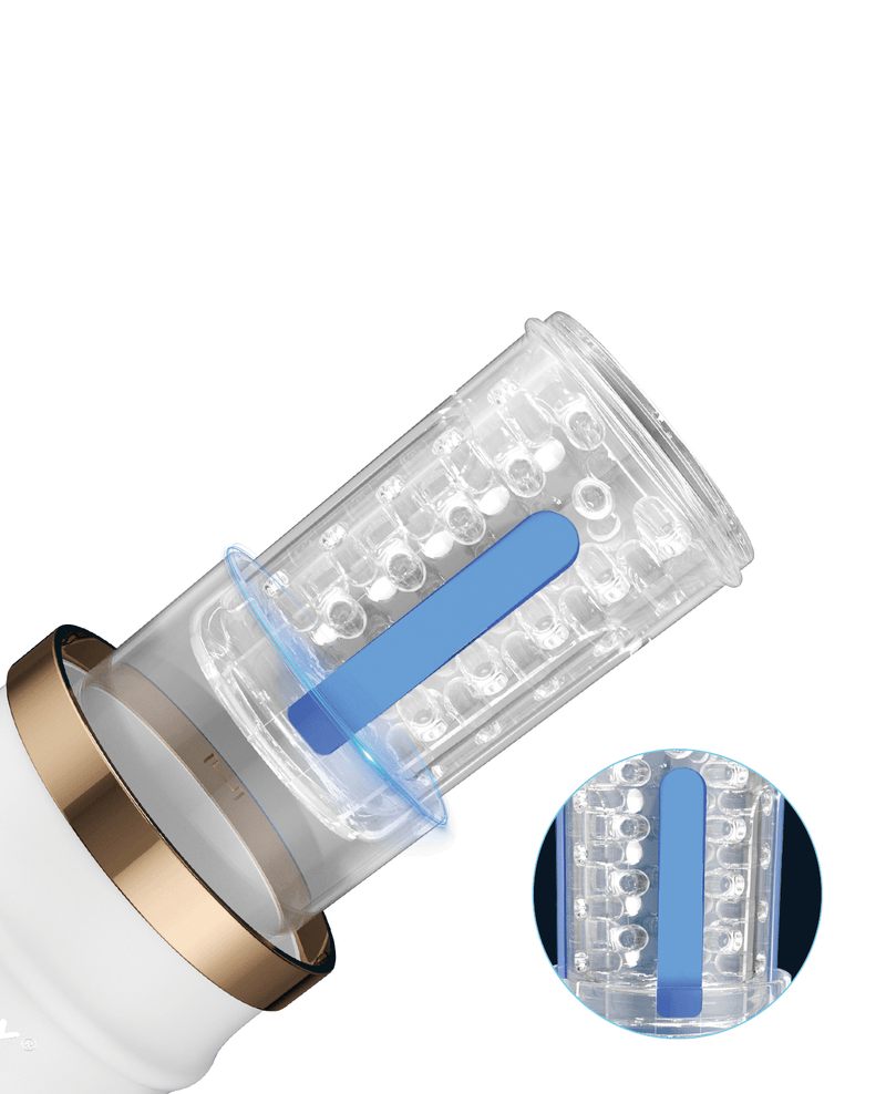 Honey Play Box Warrior Thrusting Male Masturbator - White - Automatic Stroker Masturbator - Canister Masturbation Cup