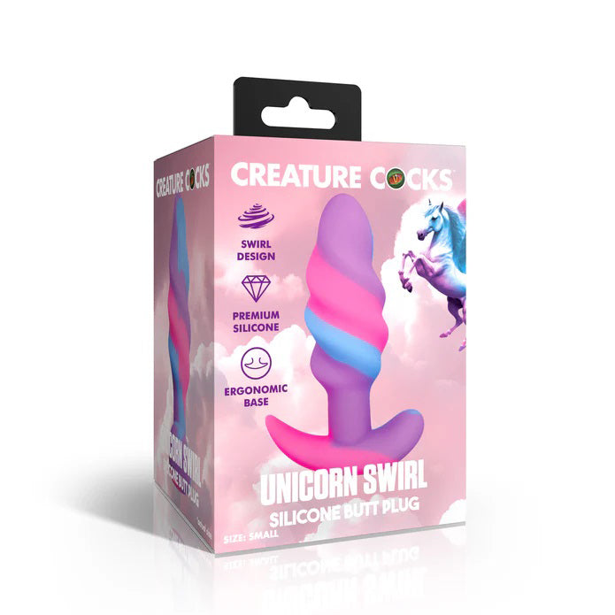 XR Brands Unicorn Swirl Silicone Butt Plug - Small