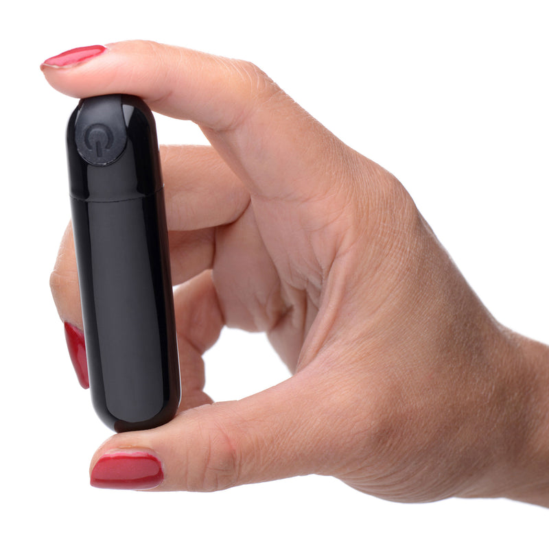 XR Brands 10x Rechargeable Vibrating Metallic Bullet - Black