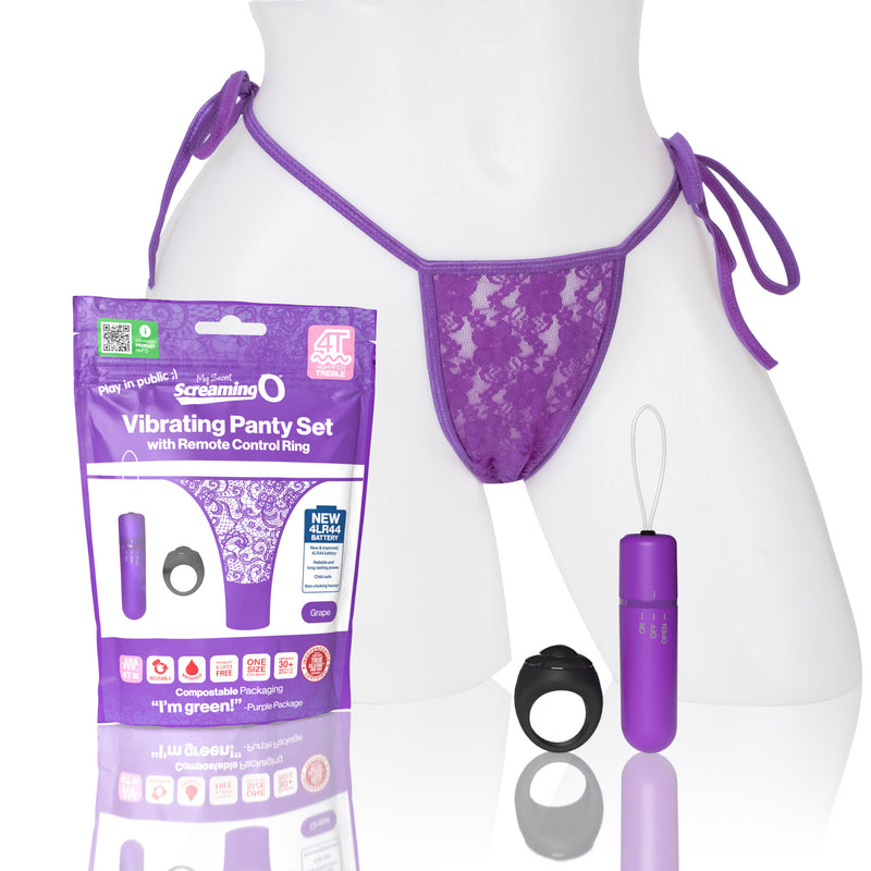 Screaming O Screaming O 4t - Vibrating Panty Set With Remote Control Ring - Grape