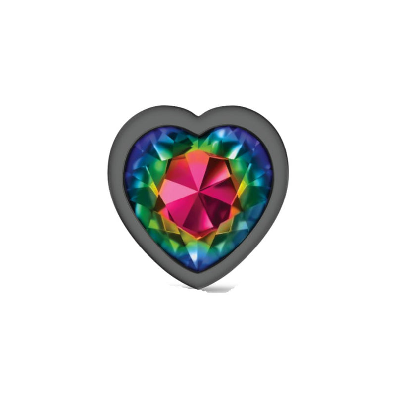 Viben Rainbow Heart Gem Gunmetal Metal Plug - Lg