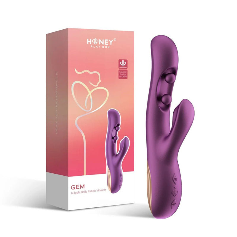 Honey Play Box Gem - App Control G-Iggle Balls Rabbit Vibrator - Purple