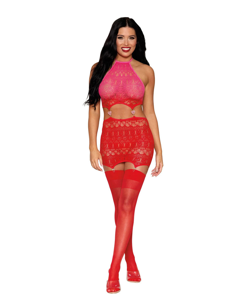 Dreamgirl Garter Slip Dmnd - One Size - Red
