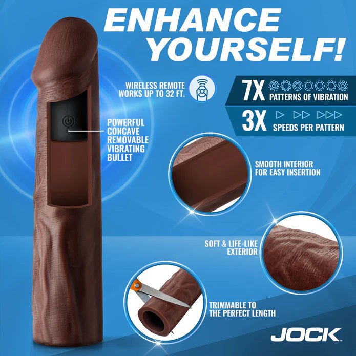 Curve Toys Jock Vibrating Penis Extension with Remote - Dark