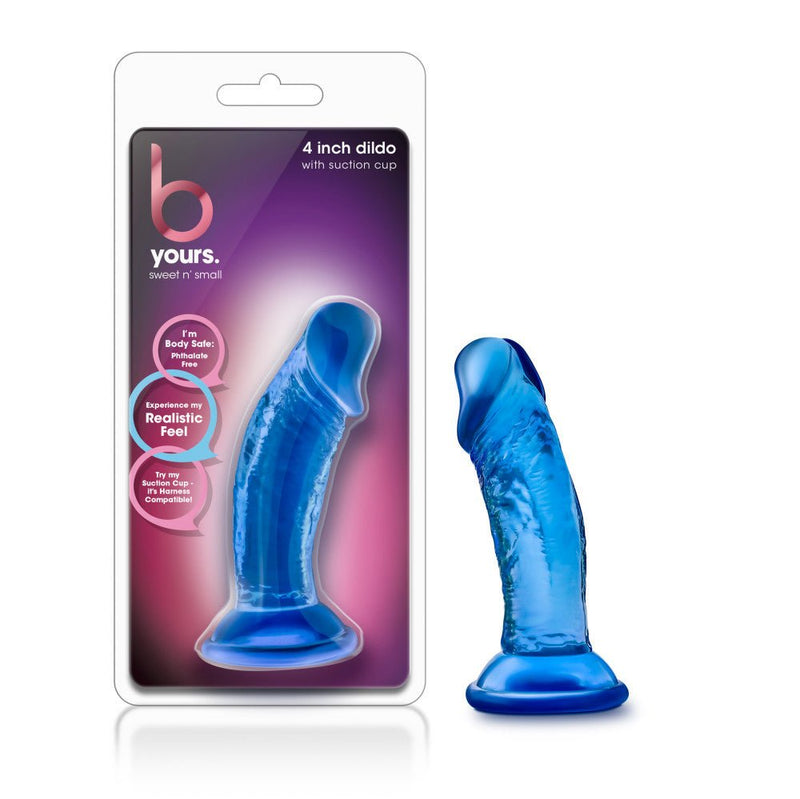 B Yours Sweet N' Small 6 Realistic Blue 4.5-Inch Long Dildo With Suction Cup Base