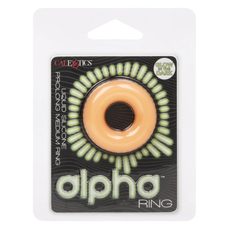 CalExotics Alpha Glow-in-the-Dark Liquid Silicone Prolong Medium Ring - Orange