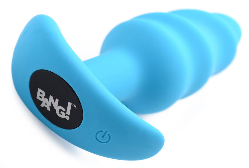 XR Brands 21x Silicone Swirl Plug With Remote - Blue