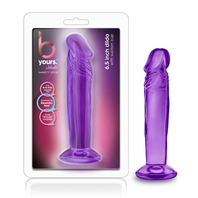 B Yours Sweet N' Small 6.5 Realistic Purple 6.5-Inch Long Dildo With Suction Cup Base