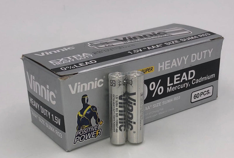 Vinnic & Player Batteries Vinnic Extra Heavy Duty AAA Batteries - 2 Pc./ Shrink Pk. - 60 Pcs. Box