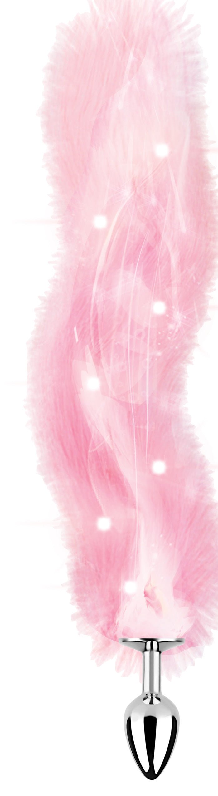 Hott Products Foxy Tail - Light Up Faux Fur Butt Plug - Pink Plug - Pink