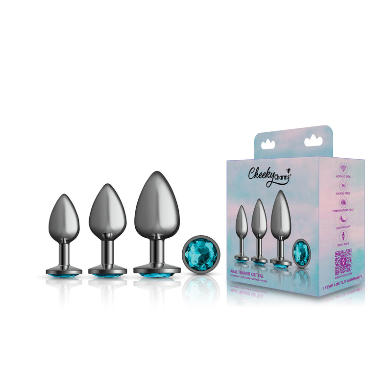 Viben Teal Round Gem Anal Trainer Kit - Gunmetal