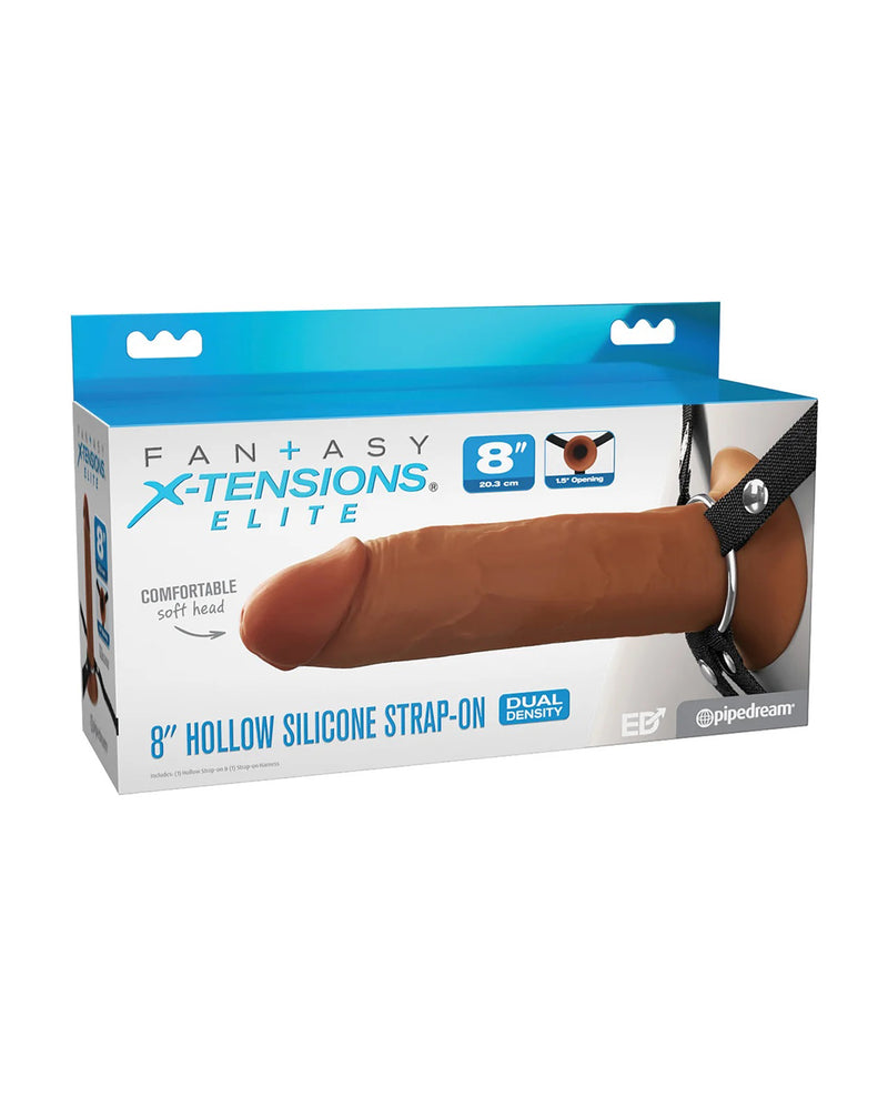 Pipedream Fantasy X-Tensions Elite 8" Silicone Hollow Strap Dual Density - Brown