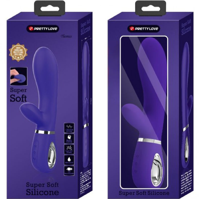 Pretty Love Thomas Super Soft Silicone Rabbit Vibrator - Purple
