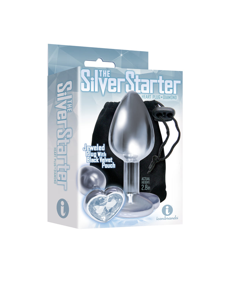 Icon Brands The 9's the Silver Starter Heart Bejeweled Stainless Steel Plug - Diamond