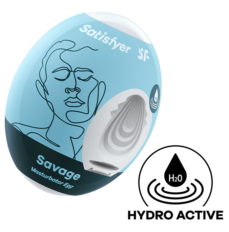 Satisfyer Masturbator Egg - Savage - Blue - Stroker Masturbator - Mini Stroker