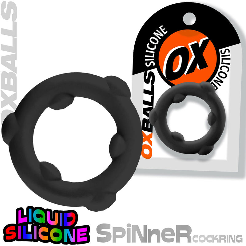 Oxballs Spinner Single Silicone Ring - Black Silicone