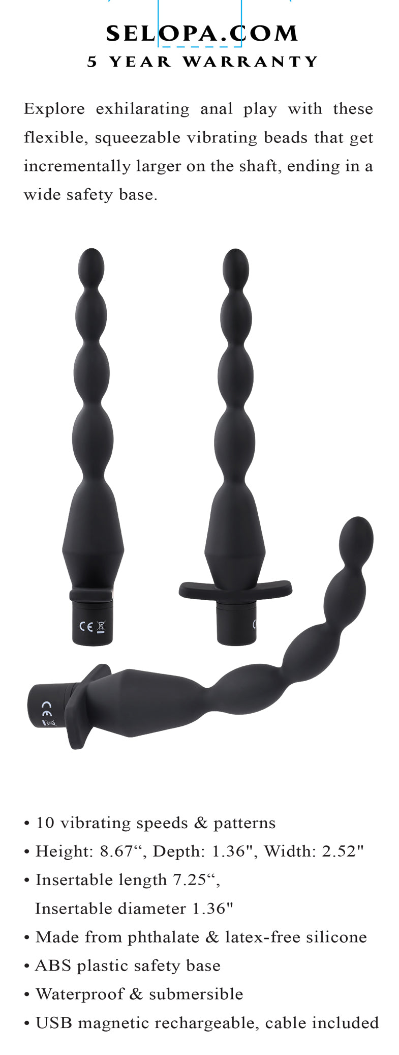 Evolved Novelties Vibrating Butt Beads - Black
