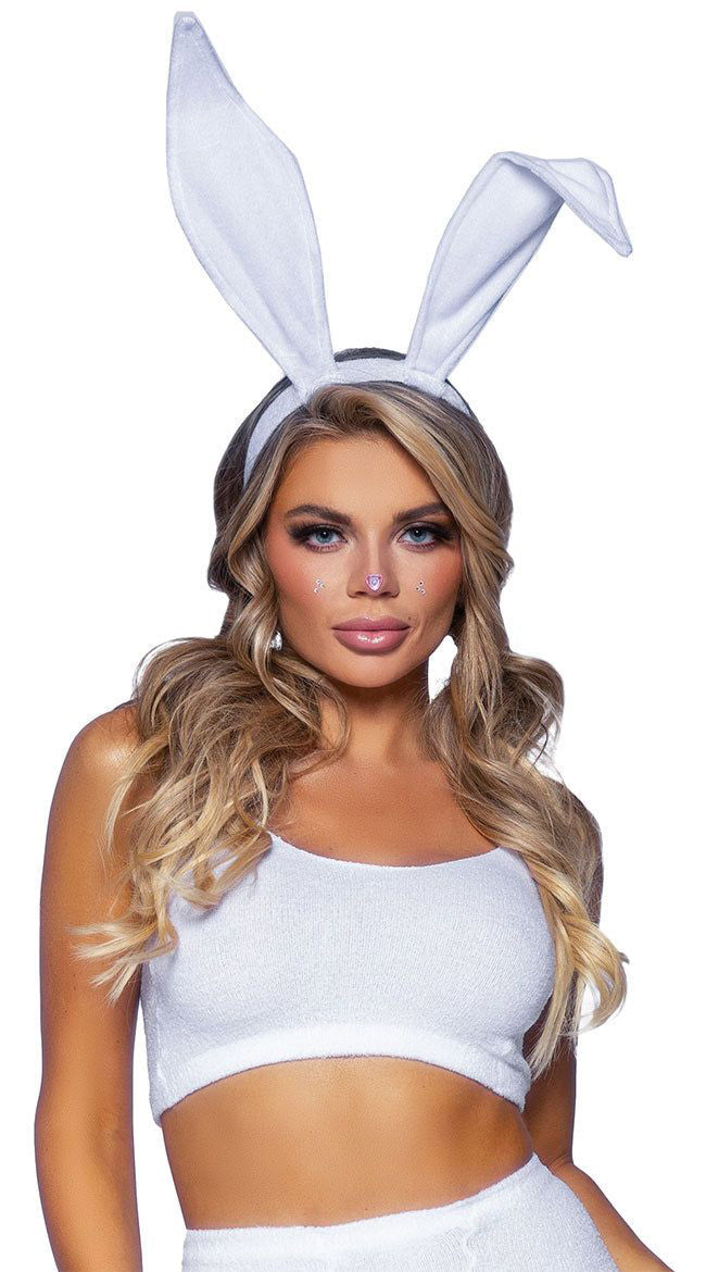 Leg Avenue Bendable Velvet Bunny Rabbit Ears - White