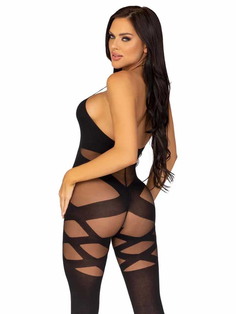 Leg Avenue Feels Like Love Opaque Bodystocking - One Size - Black