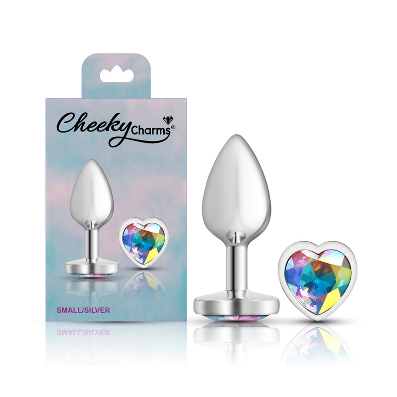 Viben Clear Iridescent Heart Gem Silver Metal Plug - Sm