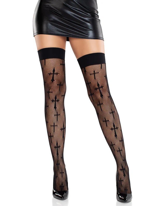 Leg Avenue Worship Me Thigh Highs O/s - Black