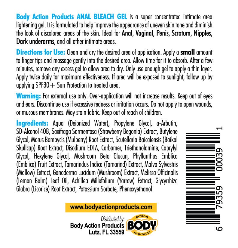 Body Action Body Action Anal Bleach Gel 1 Oz