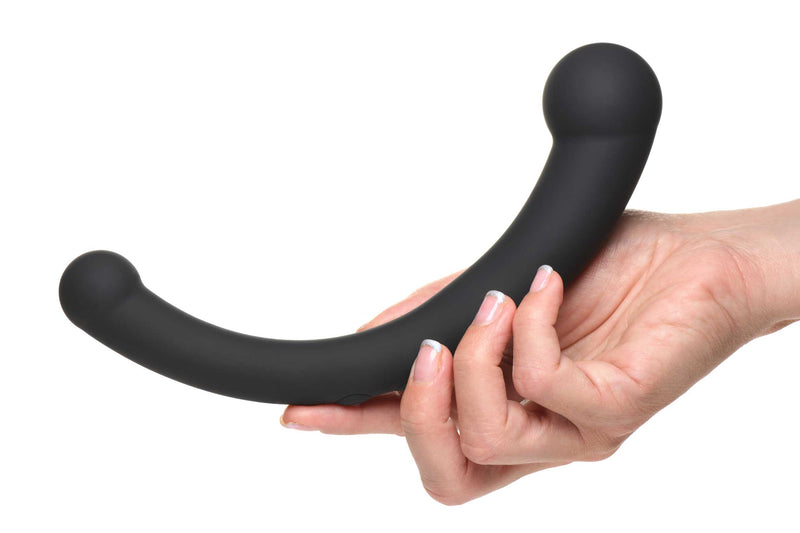 XR Brands 10x Vibra-Crescent Silicone Dual Ended Dildo - Black