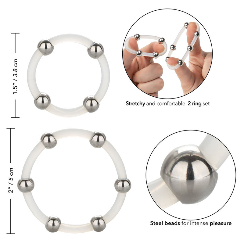 CalExotics Steel Beaded Silicone Ring Set