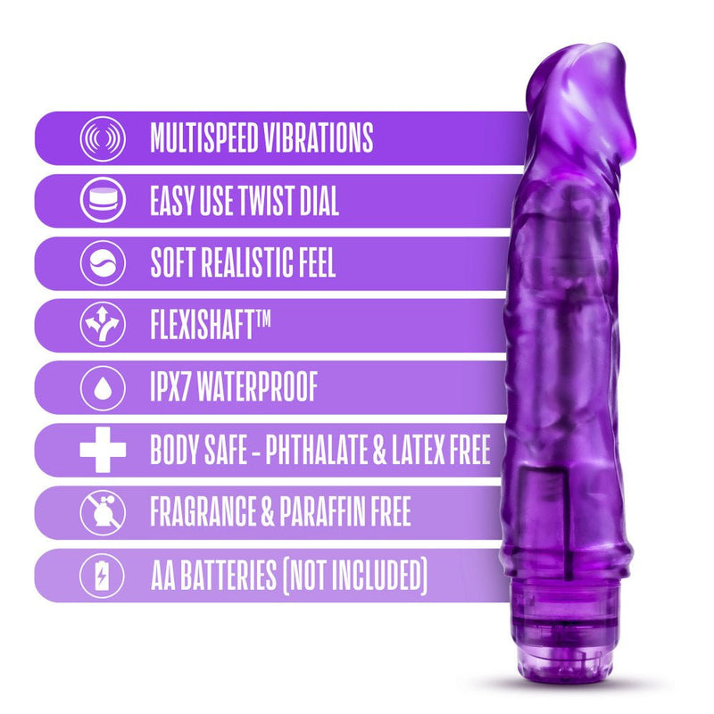 B Yours Vibe 6 Realistic Purple 8.5-Inch Long Vibrating Dildo