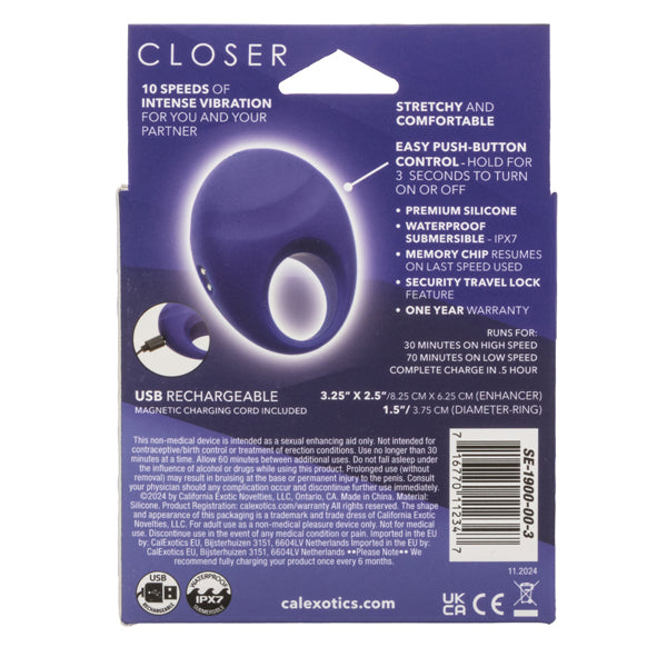 CalExotics Closer Intimate Rechargeable Ring Embrace - Purple