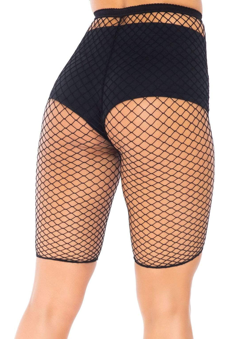 Leg Avenue Industrial Fishnet Biker Shorts - One Size - Black