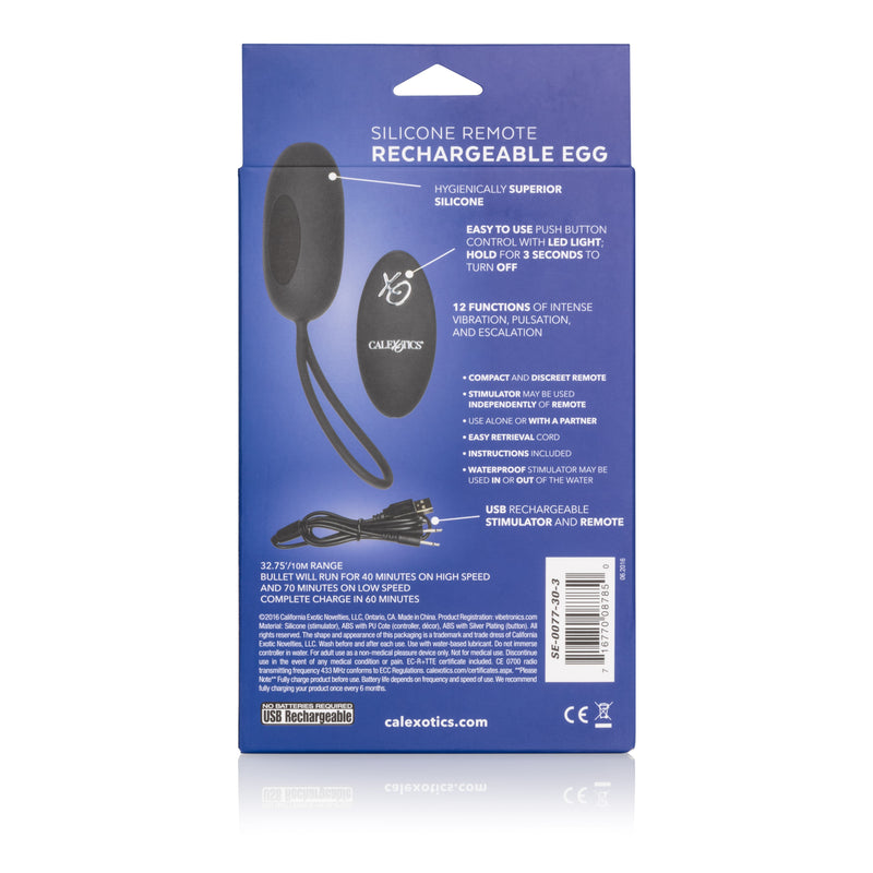 CalExotics Silicone Remote Rechargeable Egg - Black