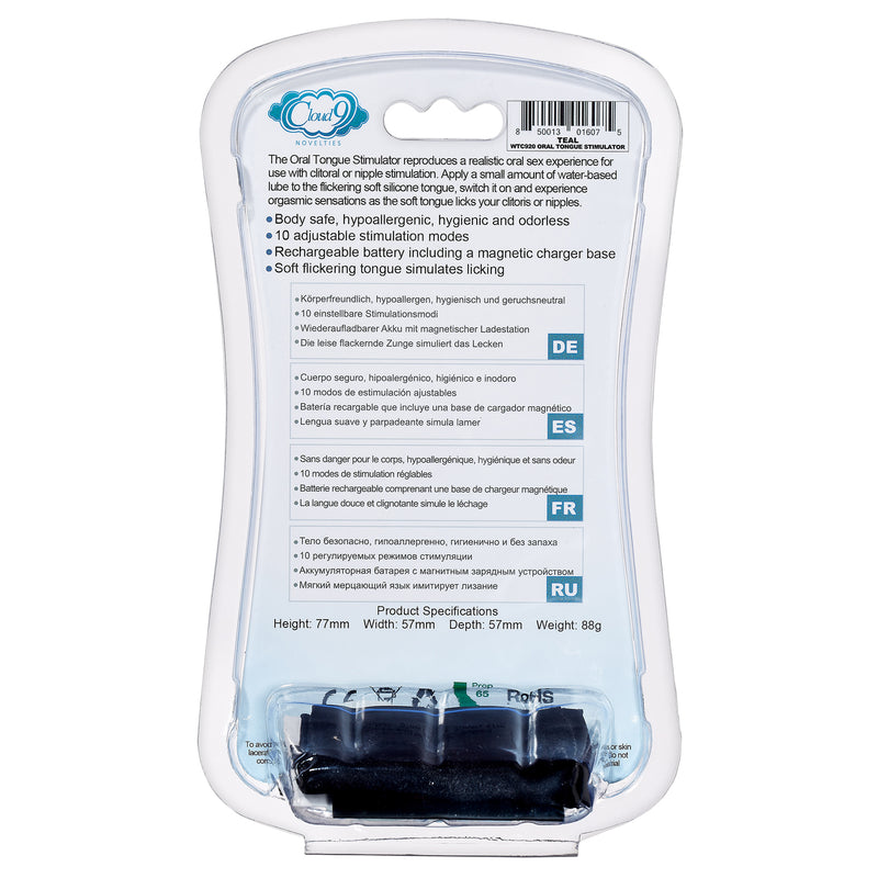 Cloud 9 Novelties Health and Wellness Flutter Oral Tongue Stimulator Teal