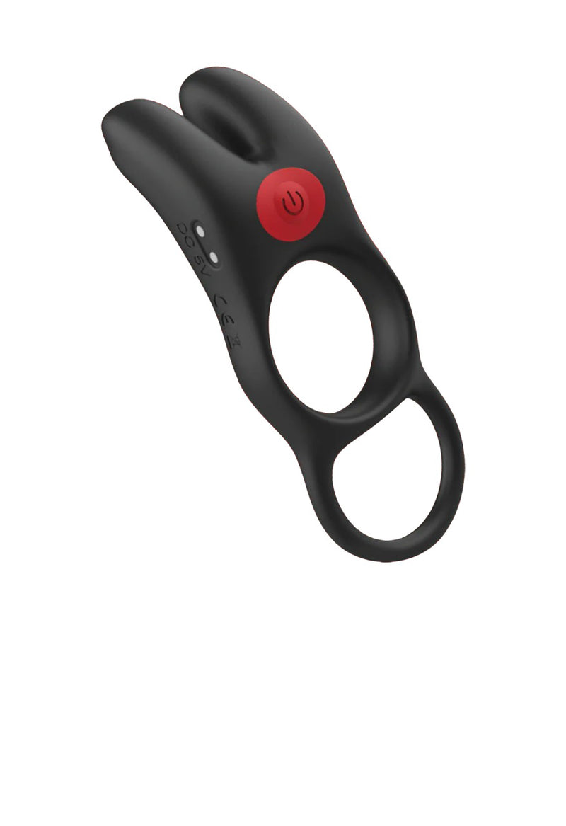 Icon Brands Red Dot Vibrating Cock Ring V1 With Remote - Black/red