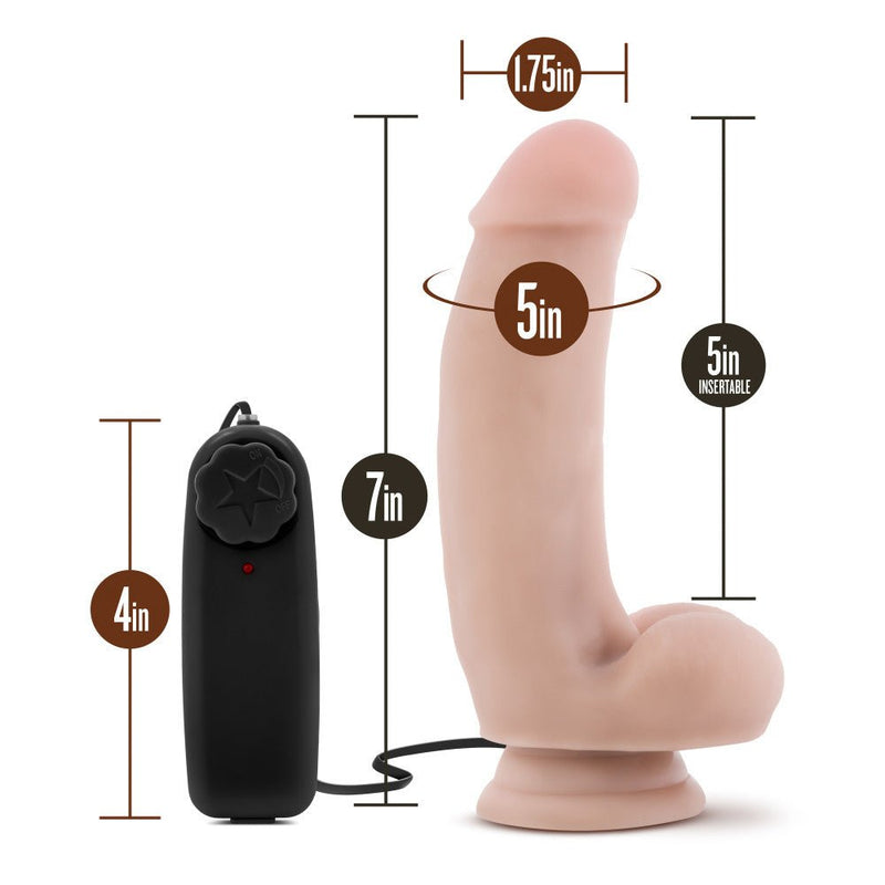 Coverboy The Quarterback Realistic Vanilla 7-Inch Long Remote Control Vibrating Dildo With Suction Cup Base