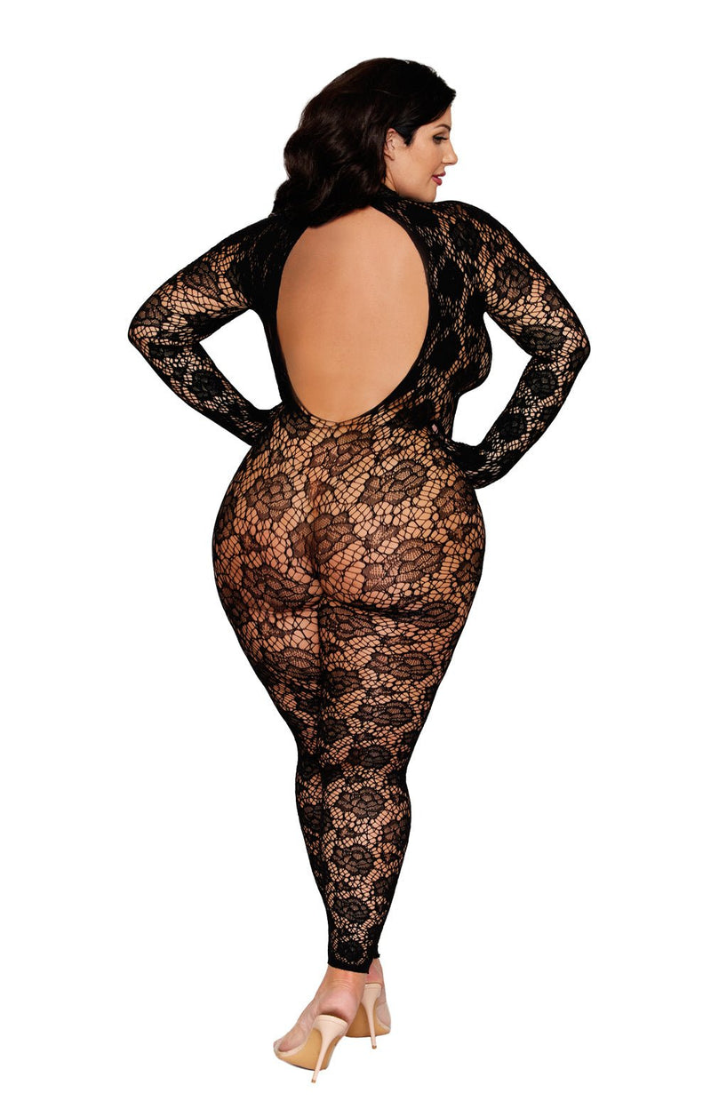Dreamgirl Gloved Bodystocking Dmnd - Queen Size - Black